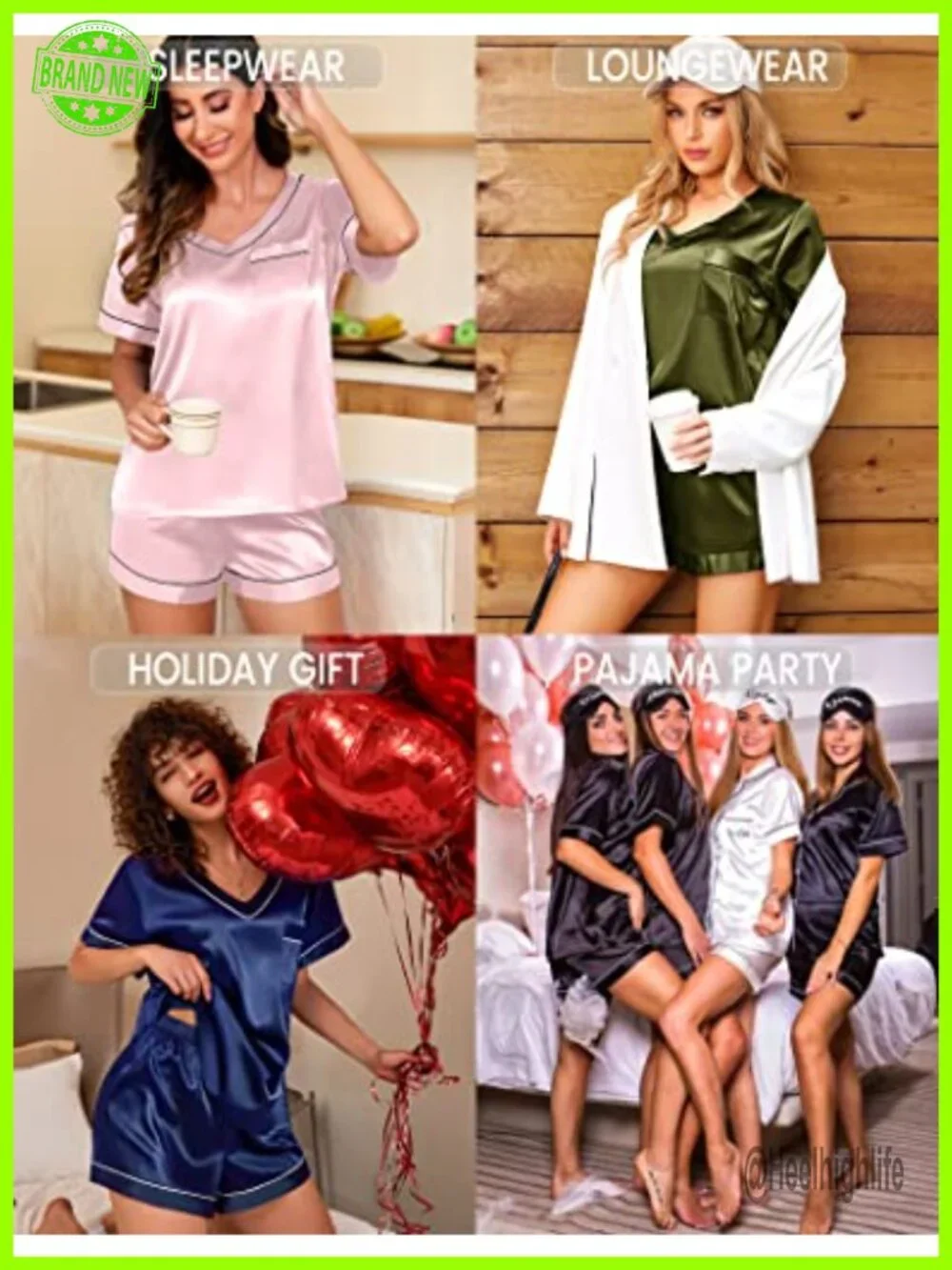Silk Pajama Set Short Sleeve Satin Pjs Two Piece Sleepwear Loungewear